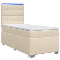 vidaXL Kontinentalsäng med madrass Gräddvit 80 x 200 cm Tyg