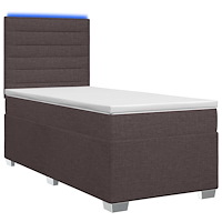 vidaXL Kontinentalsäng med madrass Mörkbrun 90 x 190 cm Tyg