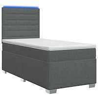 vidaXL Kontinentalsäng med madrass Mörkgrå 90 x 200 cm Tyg