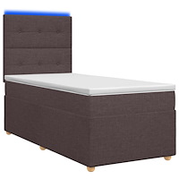 vidaXL Kontinentalsäng med madrass Mörkbrun 90 x 190 cm Tyg