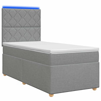 vidaXL Kontinentalsäng med madrass Ljusgrå 100 x 200 cm Tyg