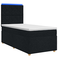 vidaXL Kontinentalsäng med madrass Svart 100 x 200 cm Tyg