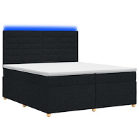 vidaXL Kontinentalsäng med madrass Svart 200 x 200 cm Tyg