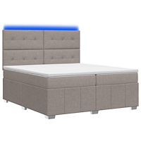 vidaXL LED sängram med madrass med huvudgavel Taupe 200 x 200 cm Tyg