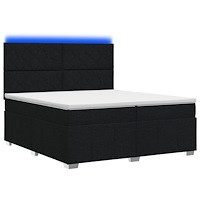 vidaXL LED sängram med madrass med huvudgavel Svart 200 x 200 cm Tyg