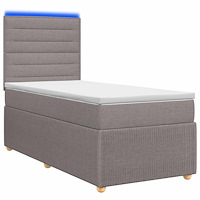 vidaXL LED sängram med madrass med huvudgavel Taupe 80 x 200 cm Tyg