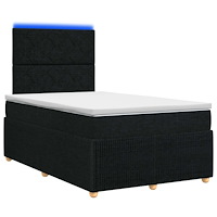 vidaXL LED sängram med madrass med huvudgavel Svart 120 x 190 cm Tyg