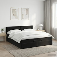 vidaXL Ottoman säng med madrass Svart 160 x 200 cm Sammet