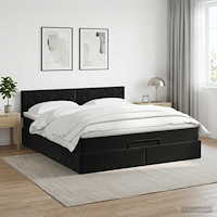 vidaXL Ottoman säng med madrass Svart 140 x 190 cm Sammet