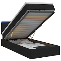 vidaXL Ottoman-säng med madrass och LED Svart 90 x 200 cm Tyg