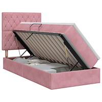 vidaXL Förvaringssäng med madrass med lagring Rosa 90 x 190 cm Sammet