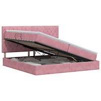 vidaXL Förvaringssäng med madrass med lagring Rosa 200 x 200 cm Sammet