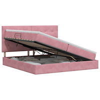 vidaXL Förvaringssäng med madrass med lagring Rosa 200 x 200 cm Sammet
