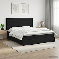 vidaXL Förvaringssäng med huvudgavel Svart 200 x 200 cm Tyg