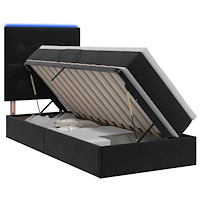 vidaXL LED förvaringssäng med madrass Svart 90 x 200 cm Sammet