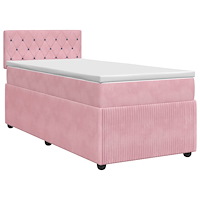 vidaXL Kontinentalsäng med madrass Rosa 90 x 190 cm Sammet