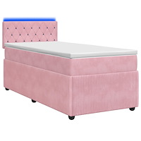 vidaXL Kontinentalsäng med madrass Rosa 90 x 190 cm Sammet