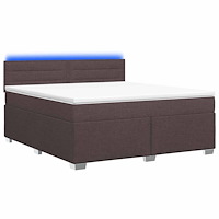 vidaXL Boxspring säng med madrass och LED Mörkbrun 180 x 200 cm Tyg