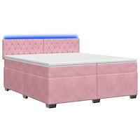 vidaXL Boxspring säng med madrass och LED Rosa 200 x 200 cm Sammet