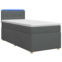 vidaXL Kontinentalsäng med madrass Mörkgrå 100 x 200 cm Tyg