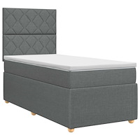 vidaXL Kontinentalsäng med madrass Mörkgrå 80 x 200 cm Tyg