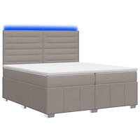 vidaXL LED sängram med madrass med huvudgavel Taupe 200 x 200 cm Tyg