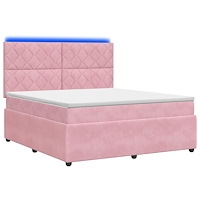 vidaXL LED sängram med madrass med huvudgavel Rosa 180 x 200 cm Sammet