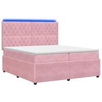 vidaXL LED sängram med madrass med huvudgavel Rosa 200 x 200 cm Sammet