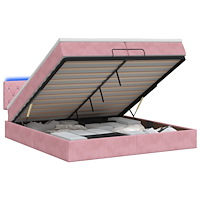 vidaXL Ottoman-säng med madrass och LED Rosa 200 x 200 cm Sammet