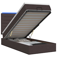 vidaXL Ottoman-säng med madrass och LED Mörkbrun 90 x 190 cm Tyg
