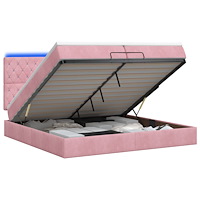 vidaXL Ottoman-säng med madrass och LED Rosa 200 x 200 cm Sammet