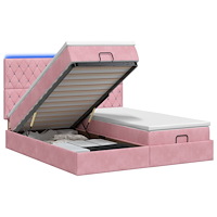 vidaXL Ottoman-säng med madrass och LED Rosa 200 x 200 cm Sammet