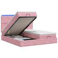 vidaXL Ottoman-säng med madrass och LED Rosa 180 x 200 cm Sammet