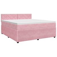 vidaXL Kontinentalsäng med madrass Rosa 160 x 200 cm Sammet