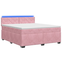 vidaXL Boxspring säng med madrass och LED Rosa 160 x 200 cm Sammet