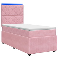 vidaXL LED sängram med madrass med huvudgavel Rosa 80 x 200 cm Sammet