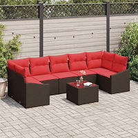 vidaXL Soffset 8 st 7-Antal sittplatser Brun och Röd konstrotting