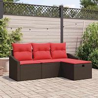 vidaXL Soffset 4 st Brun Poly rattan