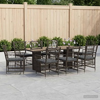 vidaXL Utomhusmatbord 9 st Svart konstrotting