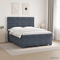vidaXL Kontinentalsäng med madrass Mörkgrå 160 x 200 cm Sammet