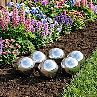 vidaXL Spegelboll 6 st Ø 7,5 cm Silver Rostfritt stål 201