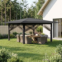 vidaXL Gazebo med 4 väggar 4 x 4 m Ljusgrå och antracit