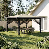vidaXL Gazebo med 4 väggar 4 x 4 m Kräm och antracit