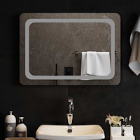 vidaXL LED Badrumsspegel med spegel Transparent 70 x 50 cm härdat glas