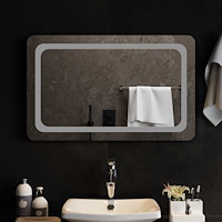 vidaXL LED Badrumsspegel med spegel Transparent 80 x 50 cm härdat glas