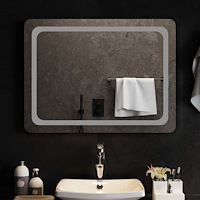 vidaXL LED Badrumsspegel med spegel Transparent 80 x 60 cm härdat glas