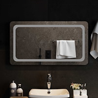 vidaXL LED Badrumsspegel med spegel Transparent 90 x 50 cm härdat glas