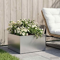 vidaXL Trädgårdsplanterare Silver 60 x 60 x 30 cm Rostfritt stål