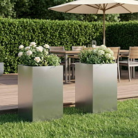 vidaXL Trädgårdsplanterare 2 st Silver 40 x 40 x 50 cm Rostfritt stål