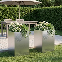 vidaXL Trädgårdsplanterare 2 st Silver 40 x 40 x 50 cm